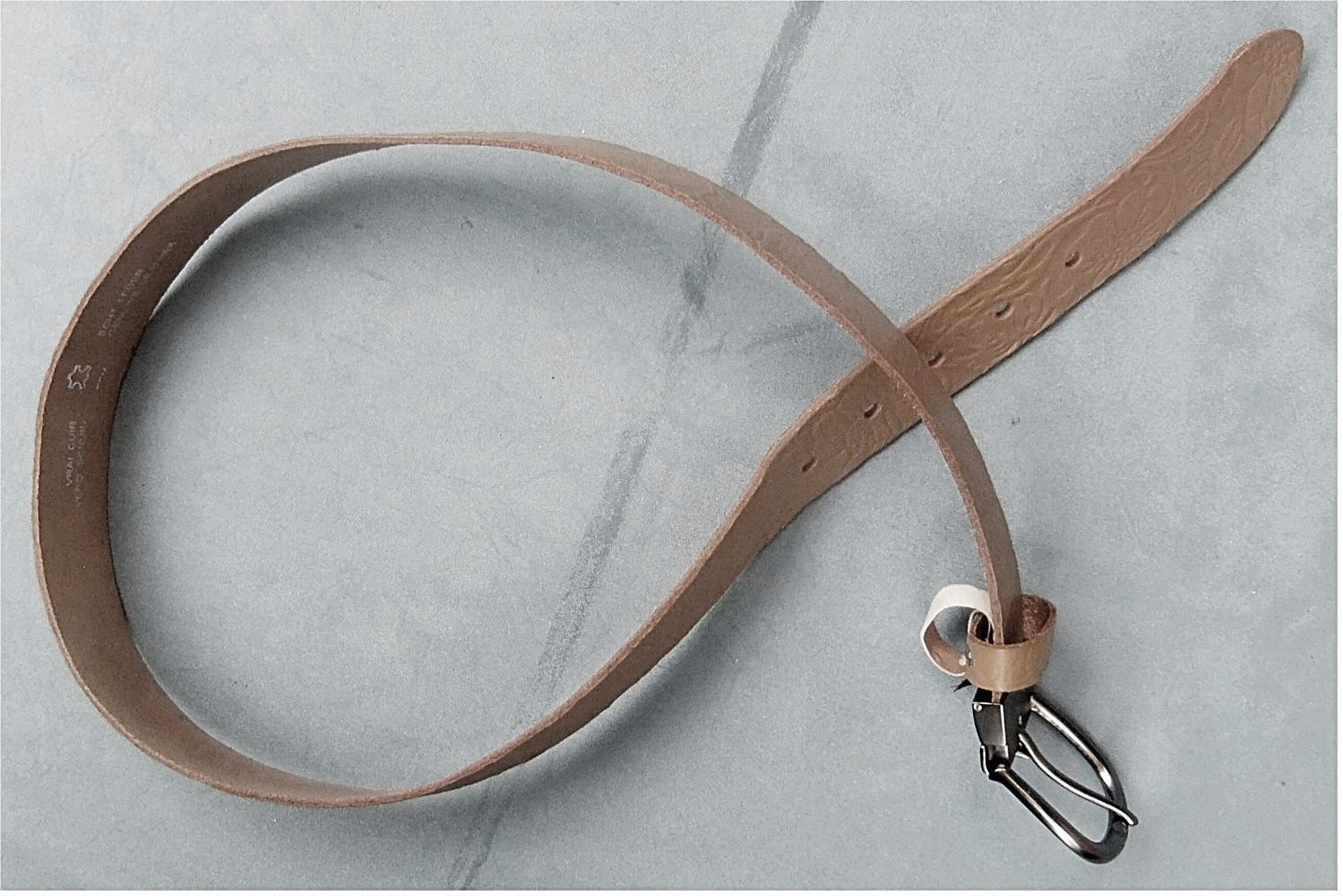 Echtleder Gürtel von TCM - ca. 90 cm - Pastellbraun mit glänzender antrazither Schnalle - Neu