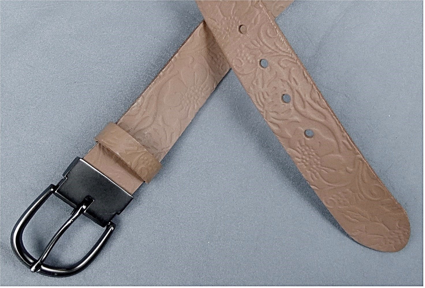 Echtleder Gürtel von TCM - ca. 90 cm - Pastellbraun mit glänzender antrazither Schnalle - Neu