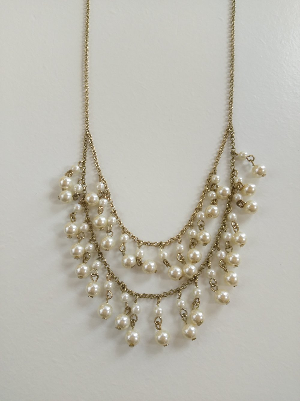 Goldene Kette mit Perlen / Perlenkette doppelreihig