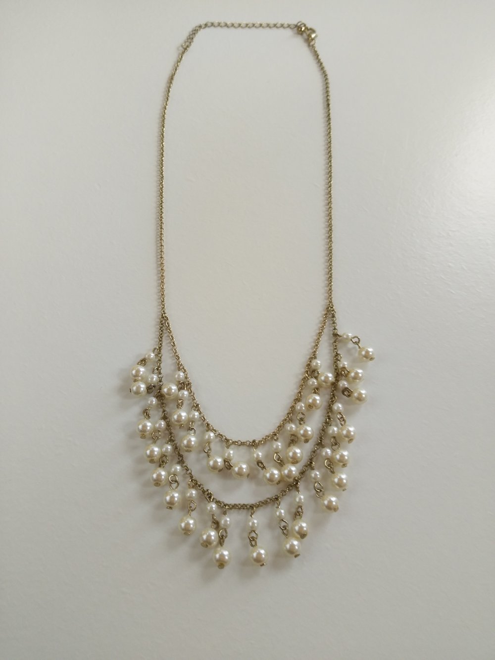 Goldene Kette mit Perlen / Perlenkette doppelreihig
