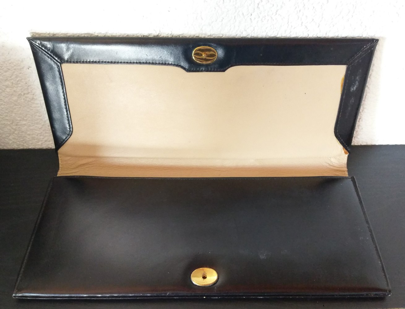 Schwarze Clutch aus Leder vintage