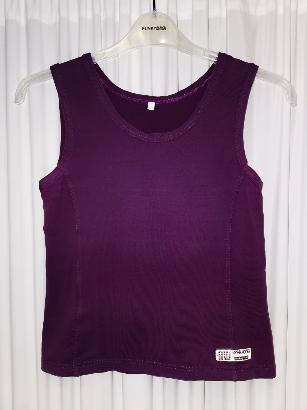 Aubergine Farbenes Sport Top aus Stretch in Größe S
