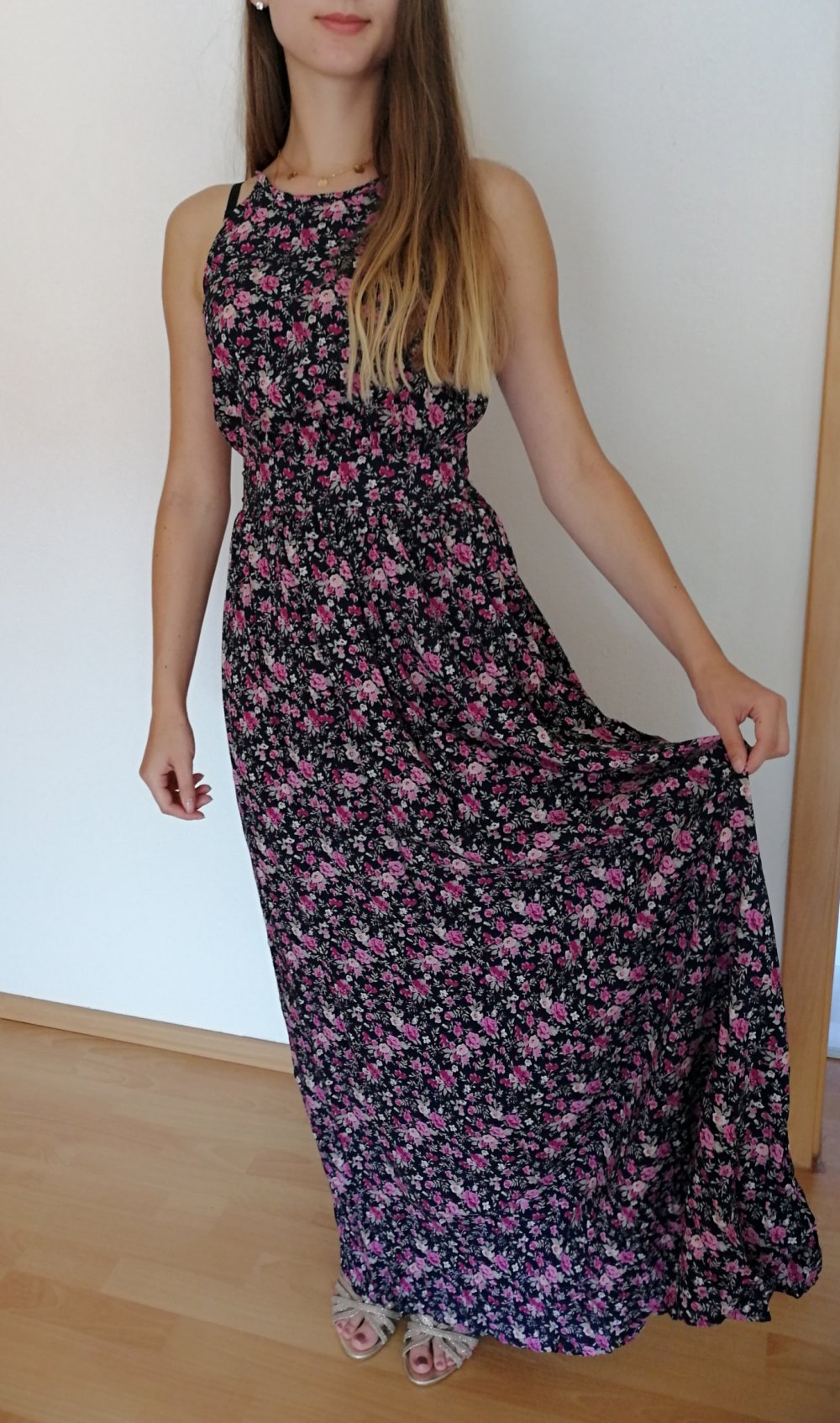 NEUES! Edles langes Blumen Muster Kleid für den Sommer, Herbst und besondere Anlässe