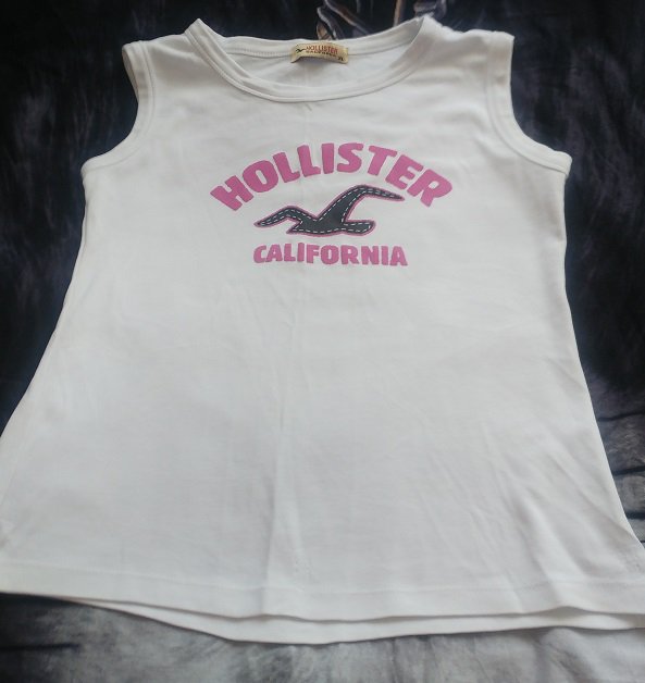 Hollister Tank Top Gr. 38/40 weiß mit Frontdruck