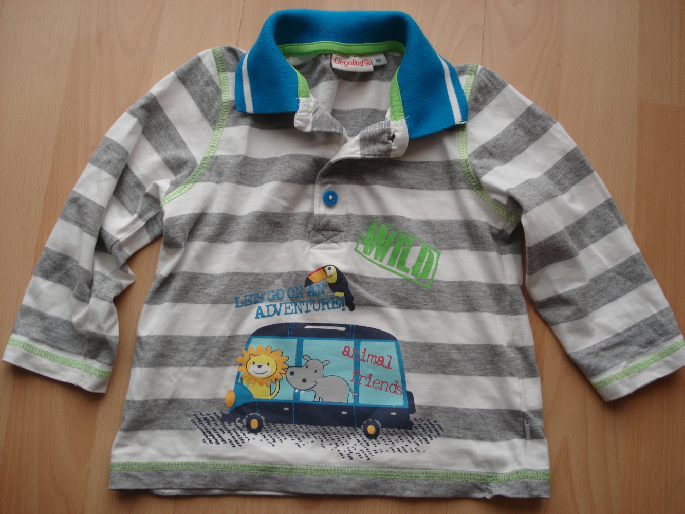 Langarm-Polo-Shirt Tiere im Bus