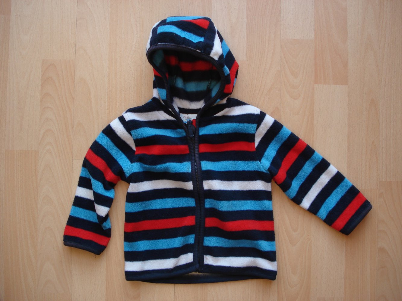 gestreifte Fleece-Jacke mit Kapuze Gr. 74