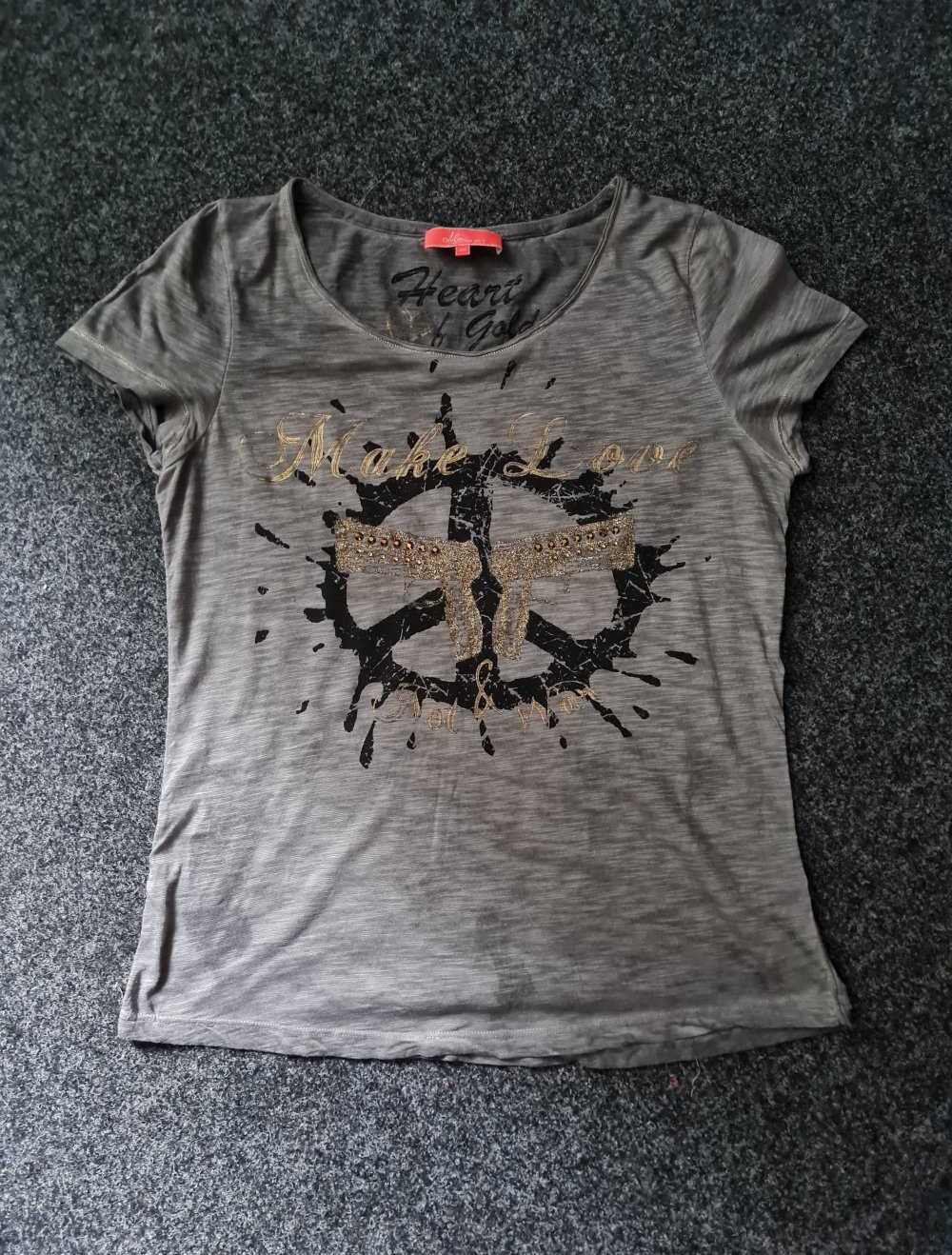 Graues Used Shirt mit Print