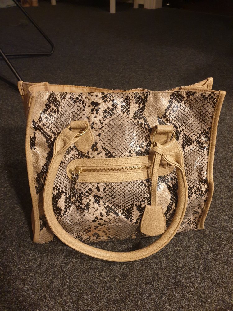 Beige Schlangenoptik Handtasche