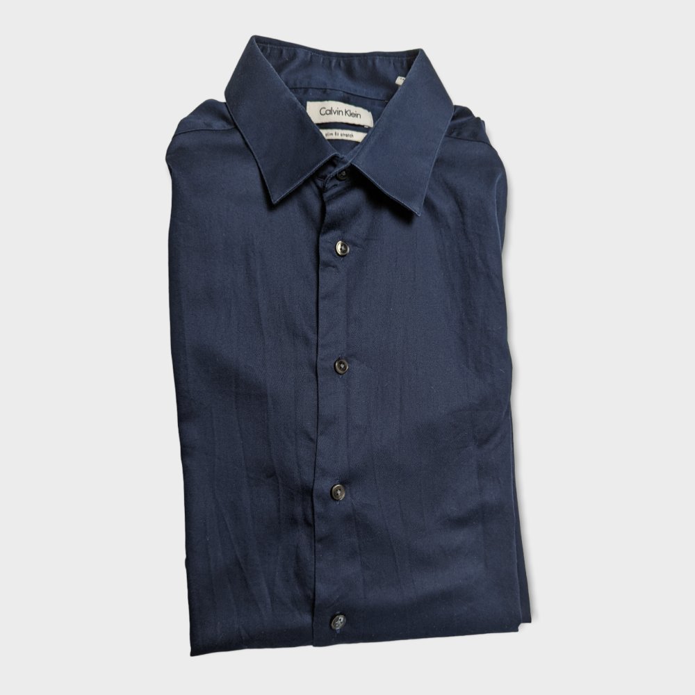 Calvin Klein Herren Hemd (Gr. XS) blau Shirt Slim Fit Stretch Longsleeves 