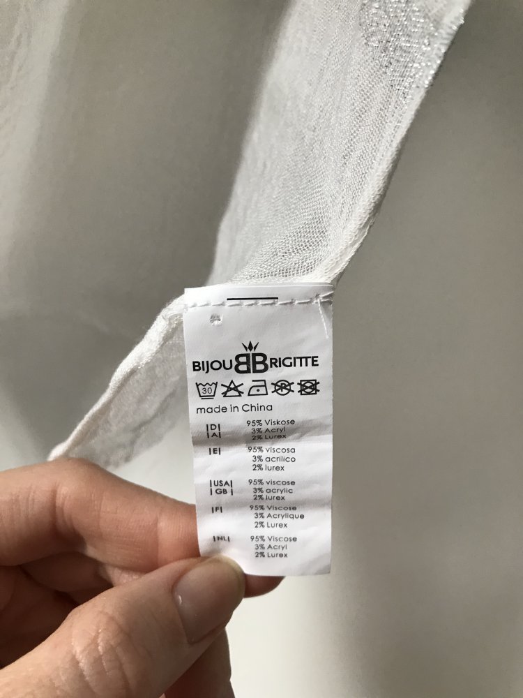 Dünner Schal Tuchschal weiß silber, Bijou Brigitte 