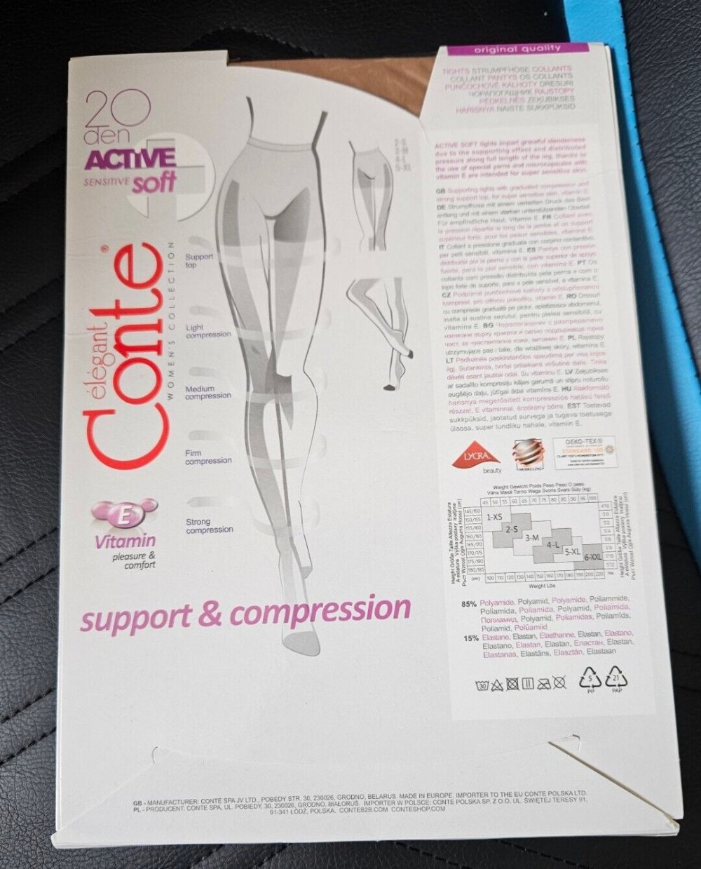 Elegante Damenstrumpfhose 20 DEN empfindliche Haut Vitamin E Gr. M (Conte) NEU