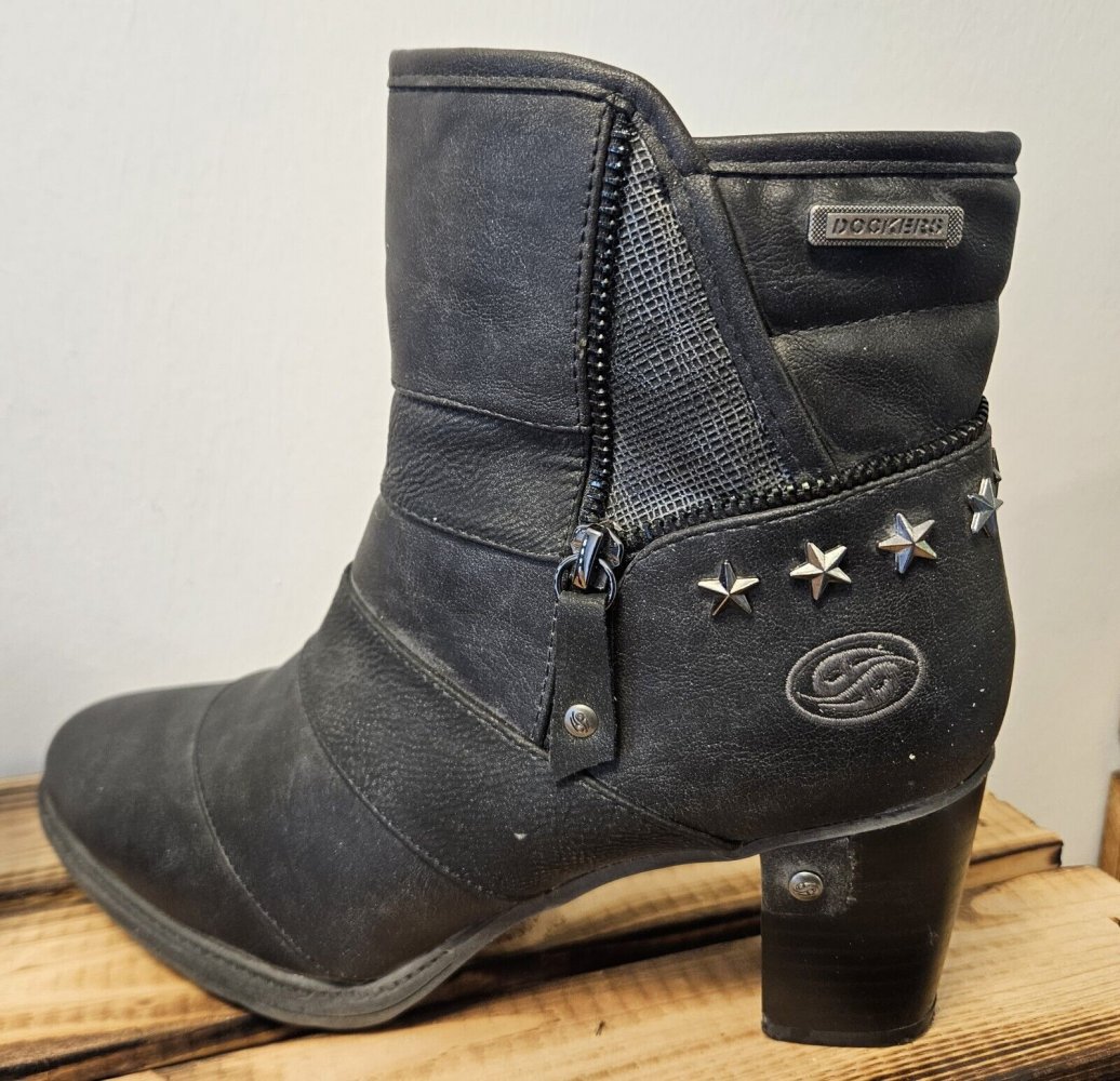 Trendy Damen Stiefelette (Dockers) Gr. 39 black Absatzhöhe 6cm