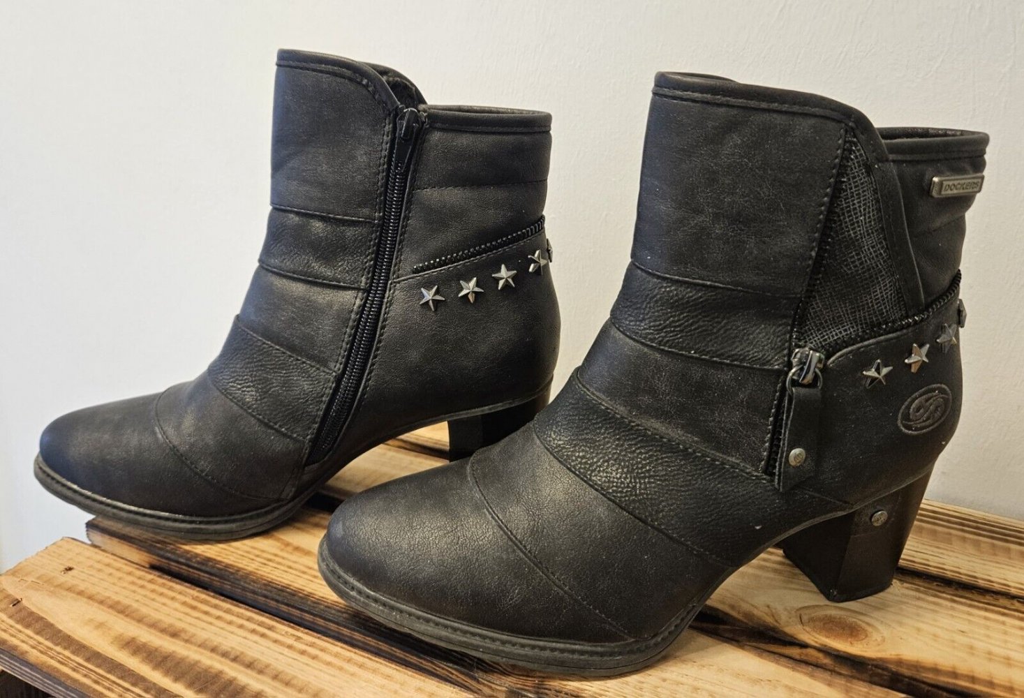 Trendy Damen Stiefelette (Dockers) Gr. 39 black Absatzhöhe 6cm