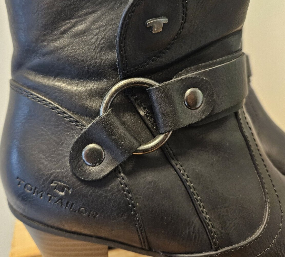 Trendy Damen Stiefelette (Tom Tailor) Gr. 39 black Absatzhöhe 6cm