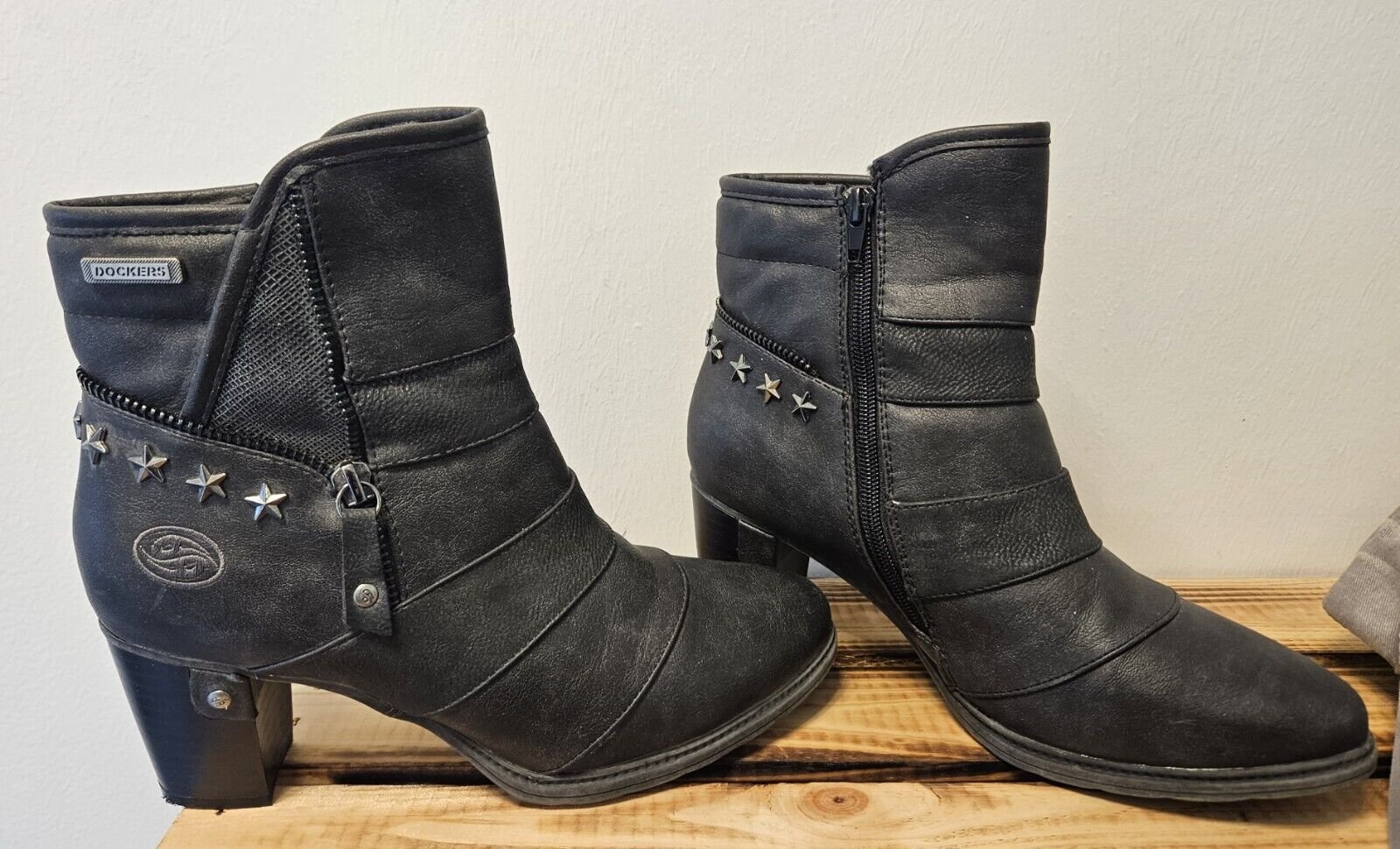 Trendy Damen Stiefelette (Dockers) Gr. 39 black Absatzhöhe 6cm