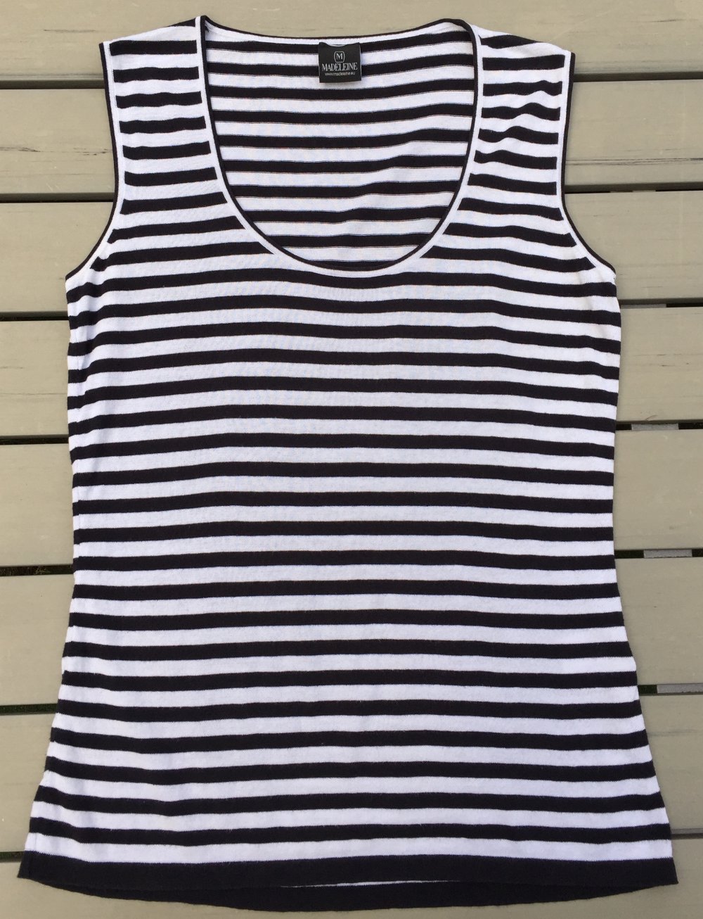 MADELEINE Feinstrick RINGELSHIRT / TANKTOP Top Marine Gr. 36/38