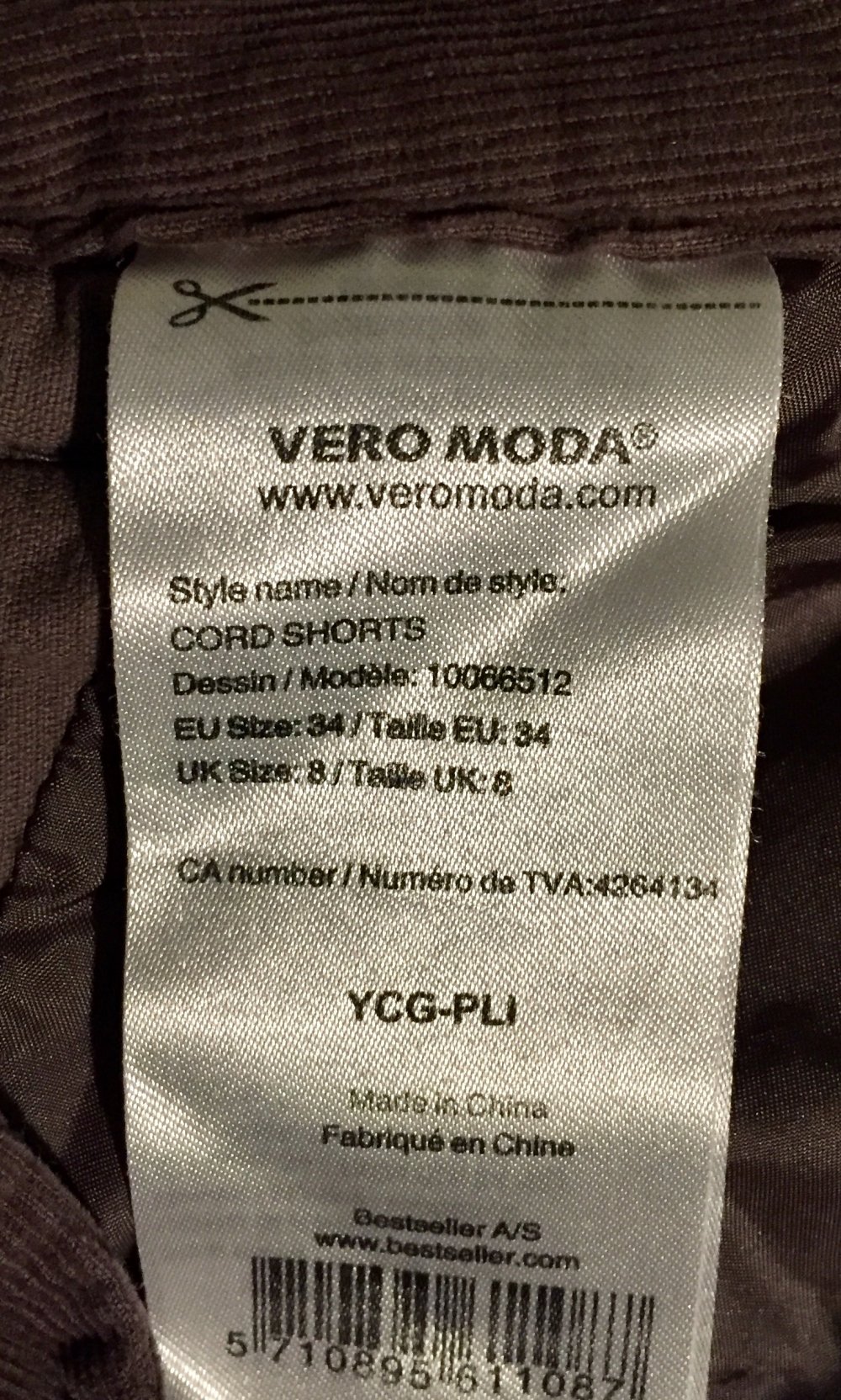 VERO MODA Cord Shorts braun Gr. 34