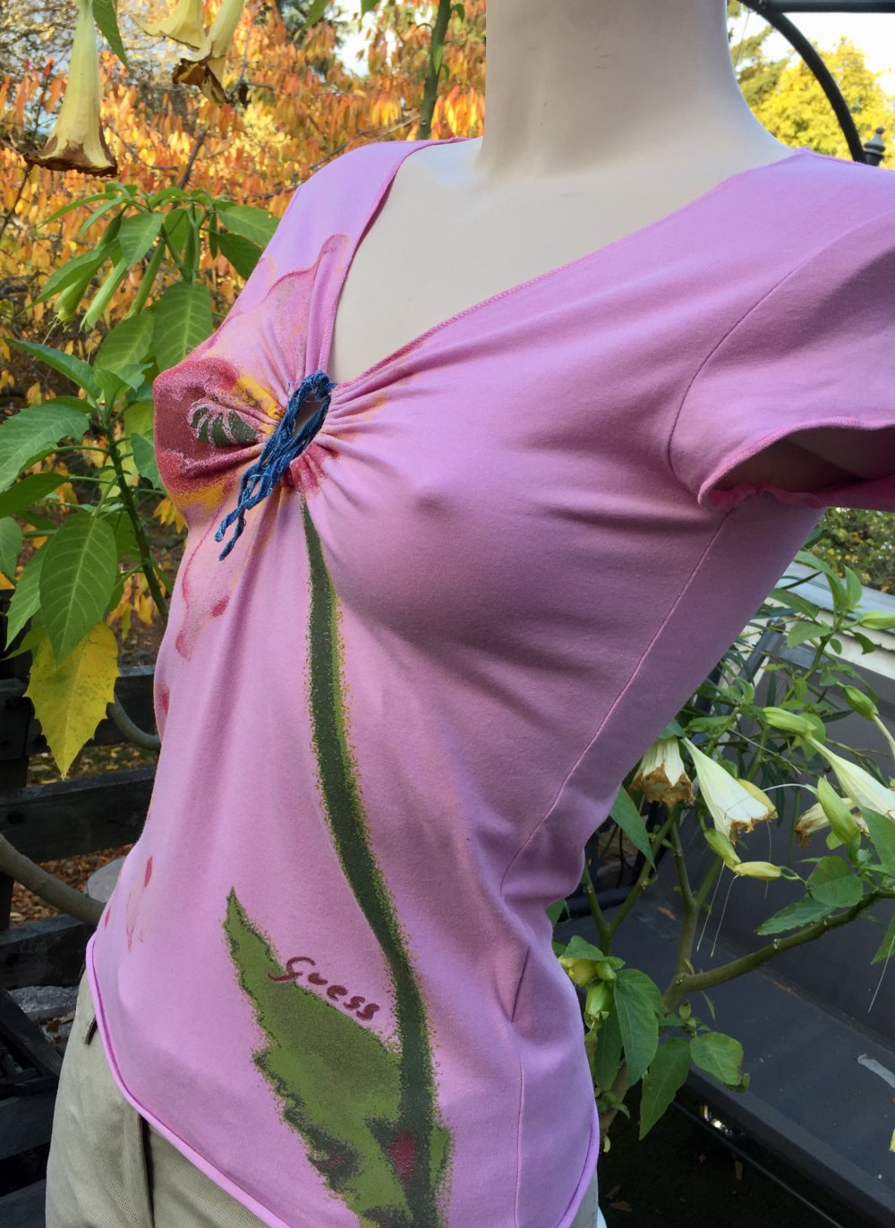 GUESS Shirt TOP rosa floral POPPY Gr. M / 36/38