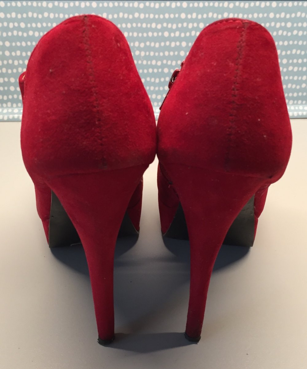 PLATEAU Stiefeletten VELOUR kirschrot Gr. 40