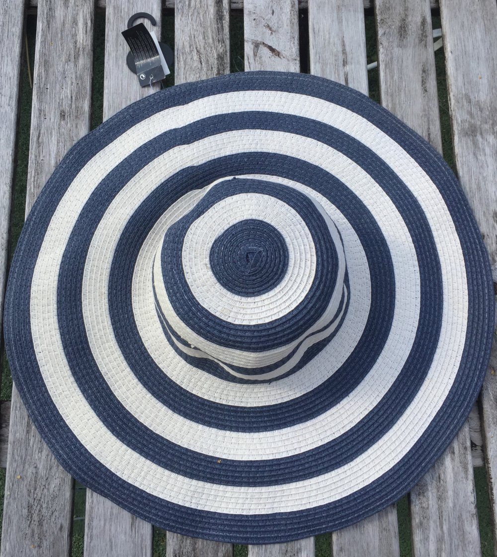 großer Damen STROHHUT Sonnenhut maritim