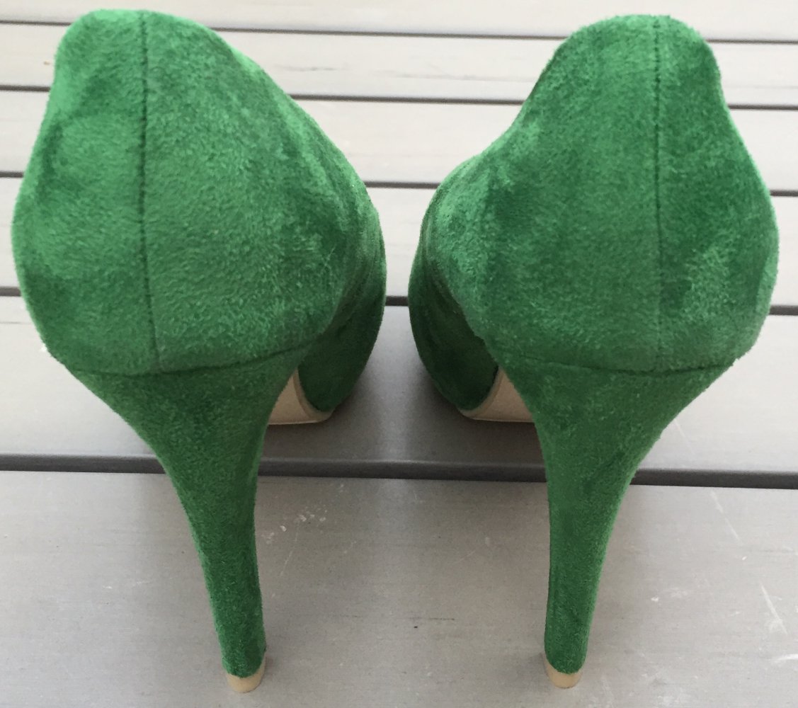 NEU: Plateau PUMPS Le Scarpe PEEP TOES grün/leo Gr. 37