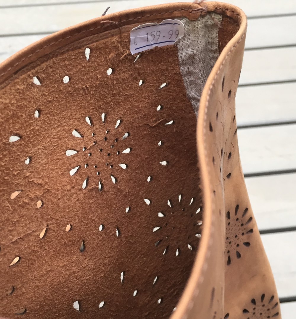 SOMMERSTIEFEL Slouch LEDER natur BLUMEN Cut Outs Gr. 40