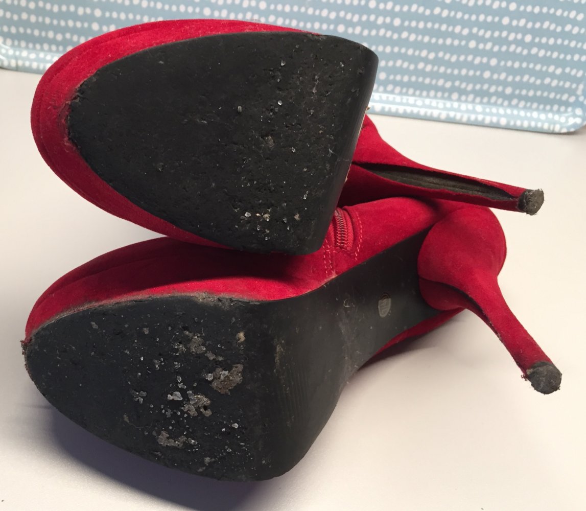 PLATEAU Stiefeletten VELOUR kirschrot Gr. 40