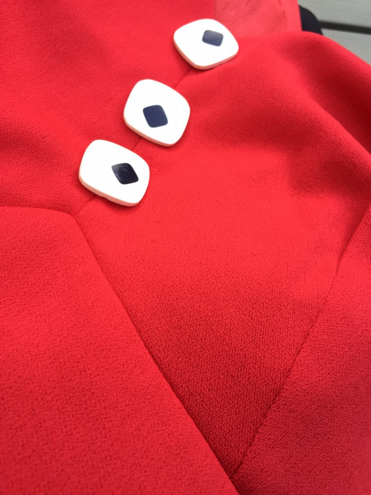 TRUE VINTAGE KLEID 70er EMPIRE Knallrot Gr. ca. S