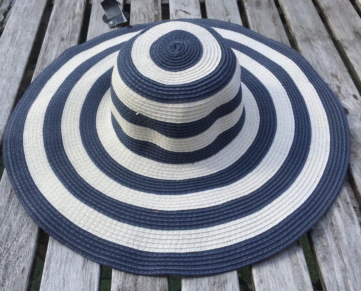 großer Damen STROHHUT Sonnenhut maritim