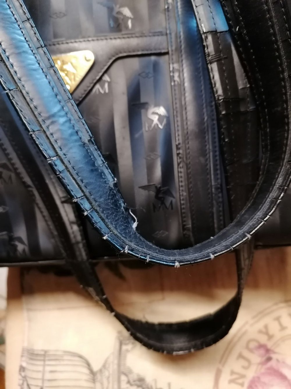 Handtasche Shopper groß Maison Mollerus schwarz lange Henkel 