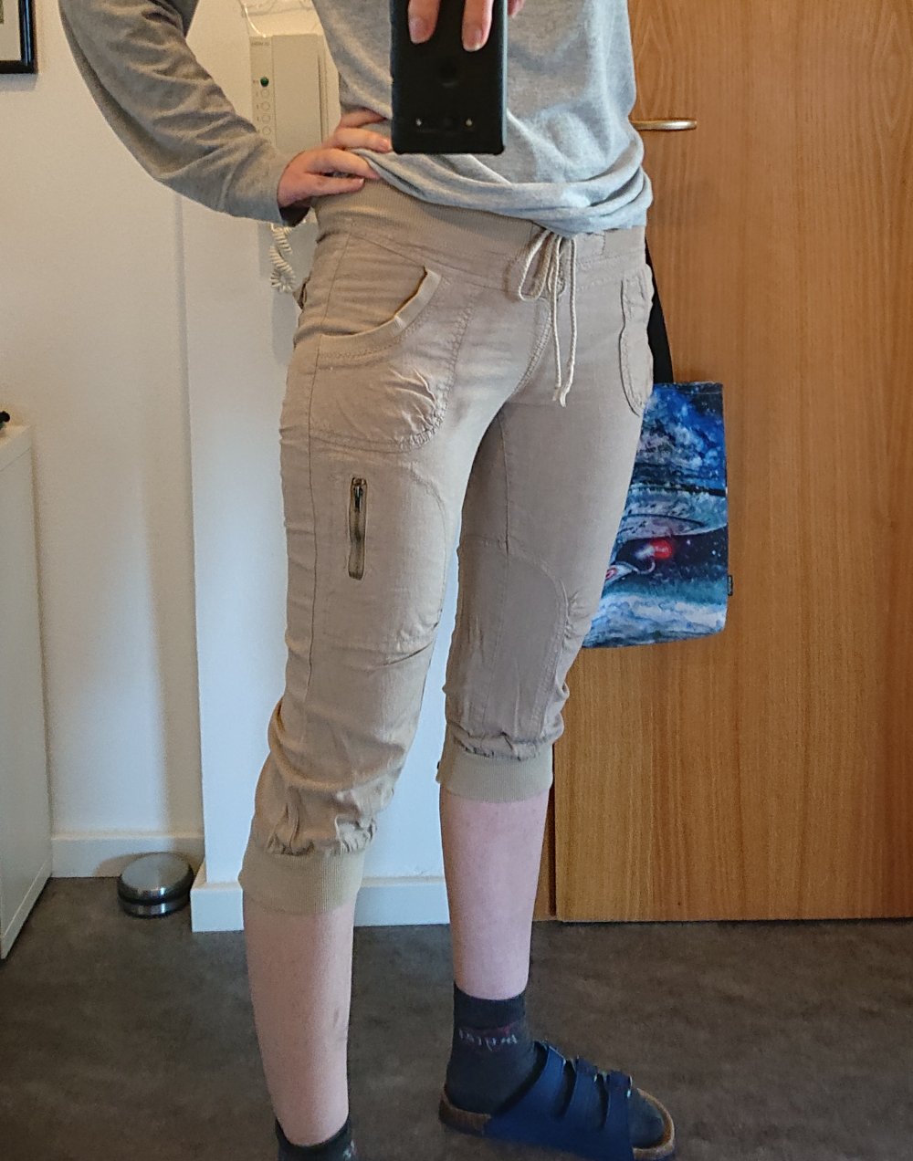 Cargo 3/4 Capri Leinen Shorts