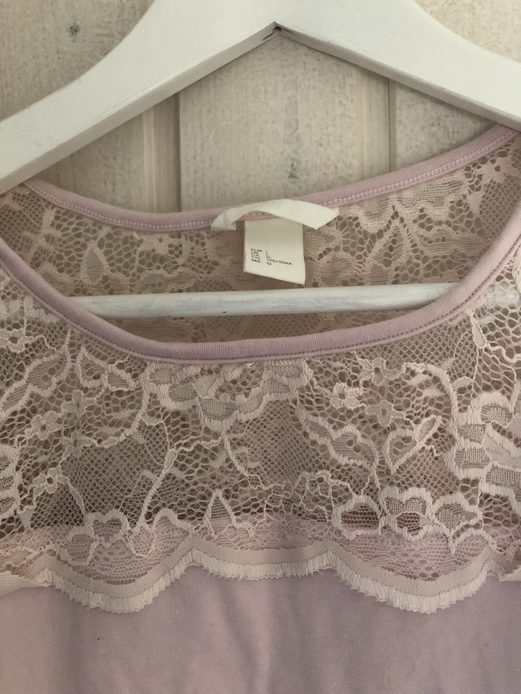 Tolles Shirt Rose Gr. L H&M mit Spitze NEU
