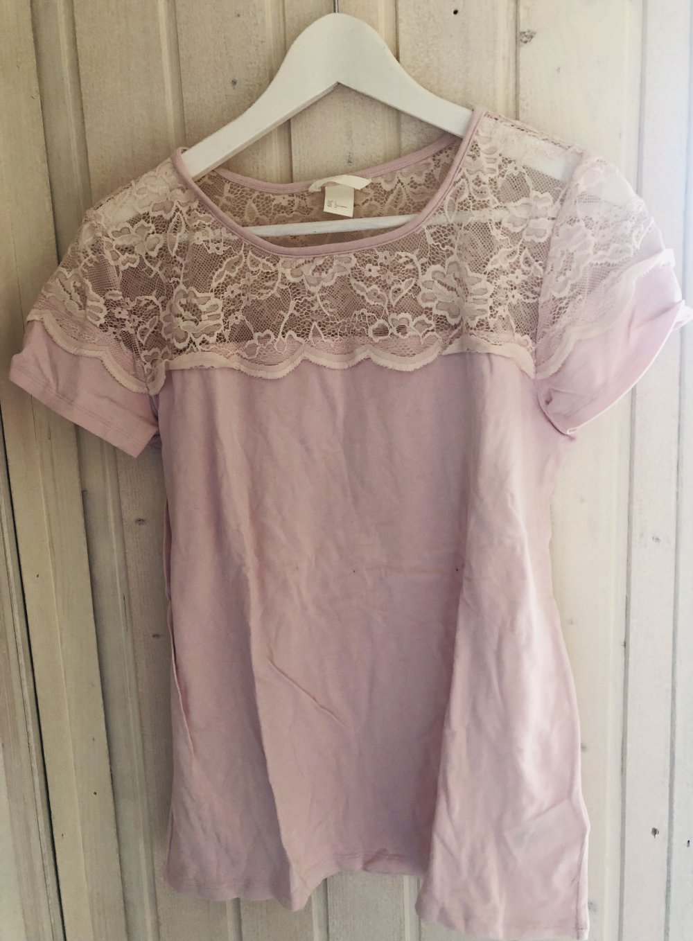 Tolles Shirt Rose Gr. L H&M mit Spitze NEU