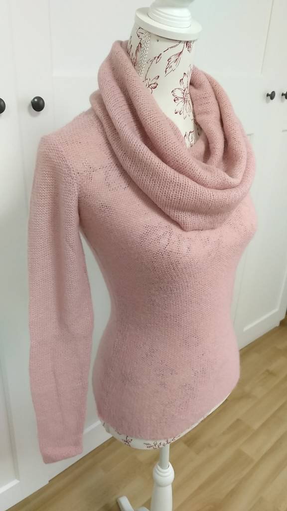 Pullover von Mohito in rosé mit Wasserfall-Ausschnitt, XS/S