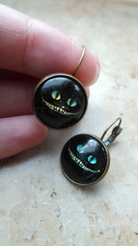 Ohrringe Grinsekatze Katze Cat Alice im Wunderland Meow Cute Kawaii