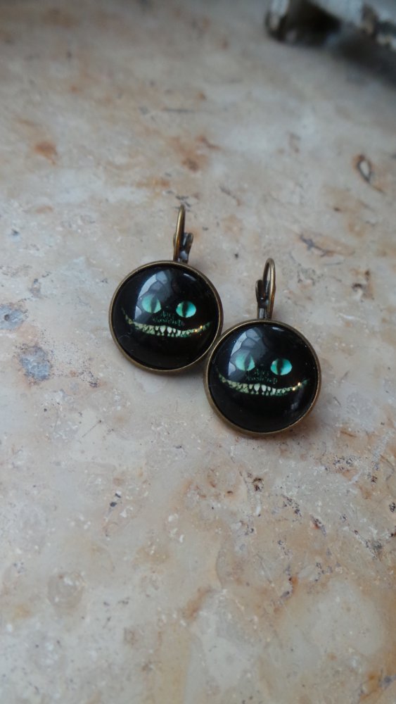 Ohrringe Grinsekatze Katze Cat Alice im Wunderland Meow Cute Kawaii