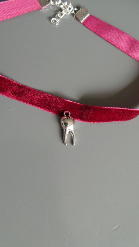 Halsband Zahn Choker Samtband Gohtic Samt Witch