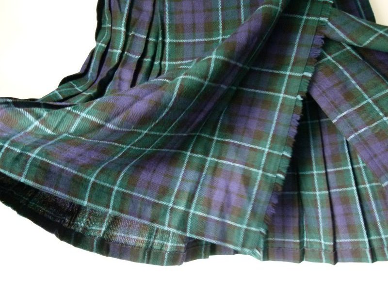 Ladies Kilt Schottenrock, dunkelblau grüner Tartan aus reiner Schurwolle, Schottland British Retro Folklore Vintage Scots Outlander