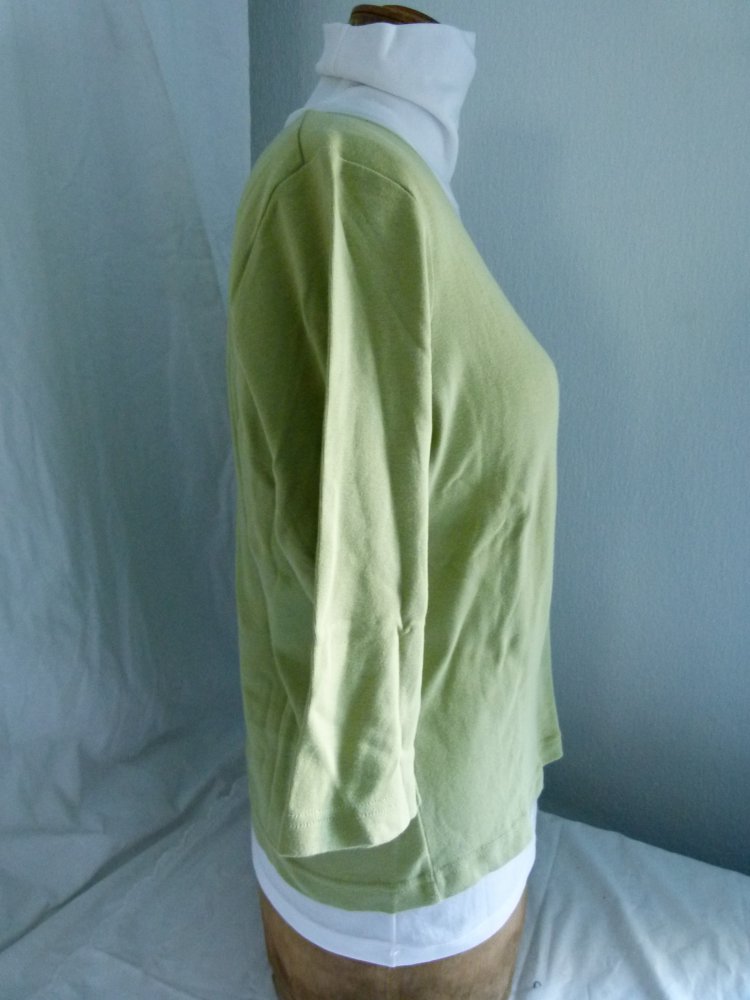 Basic Shirt mit dreiviertel Arm, hellgrün, Stretch, Mori Boho Goa Festival Lagenlook