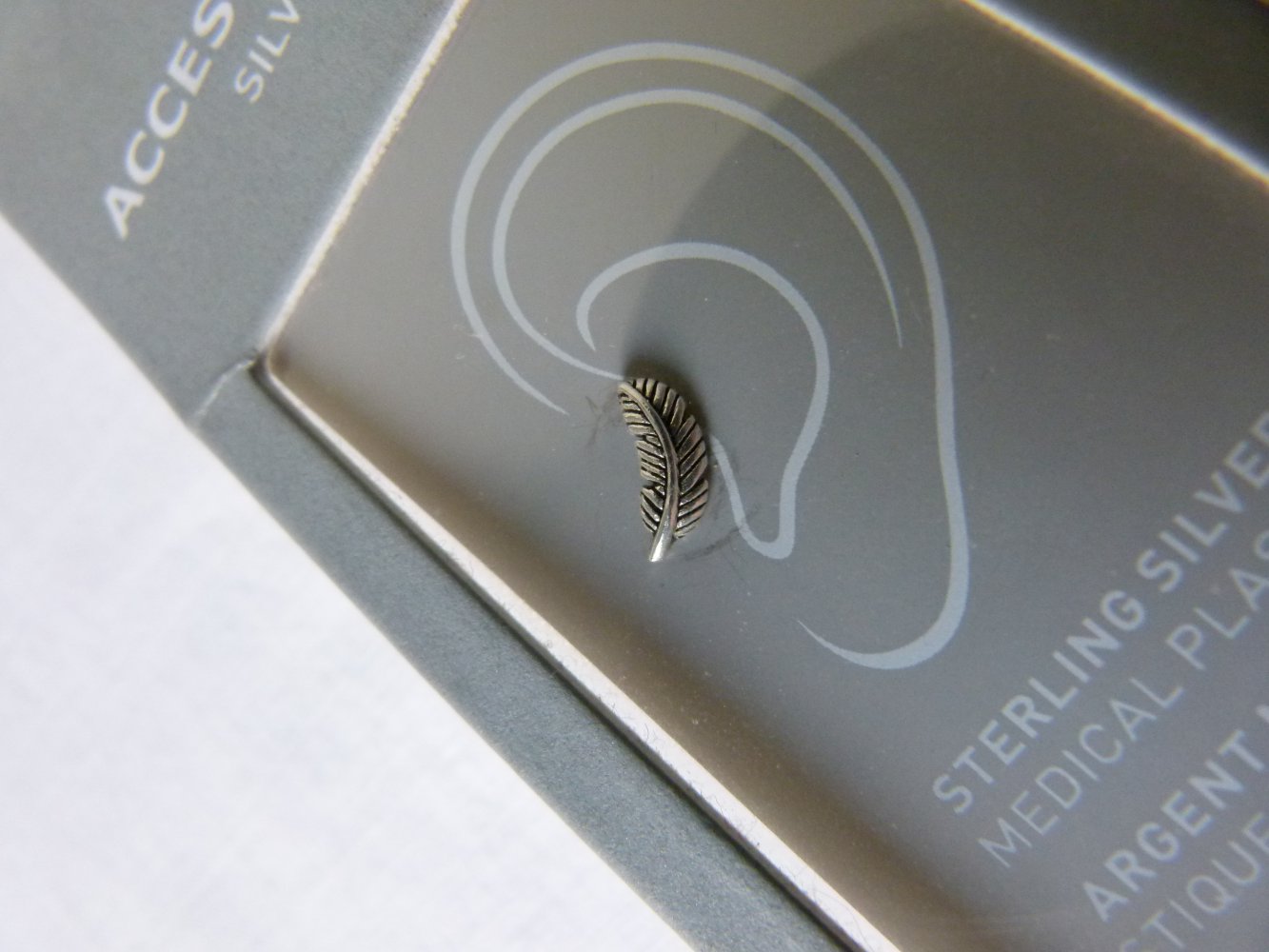 Feder Ohrstecker, Sterlingsilber, NEU, ungetragen, ovp, Boho Hippie Mori Gothic Goa Festival