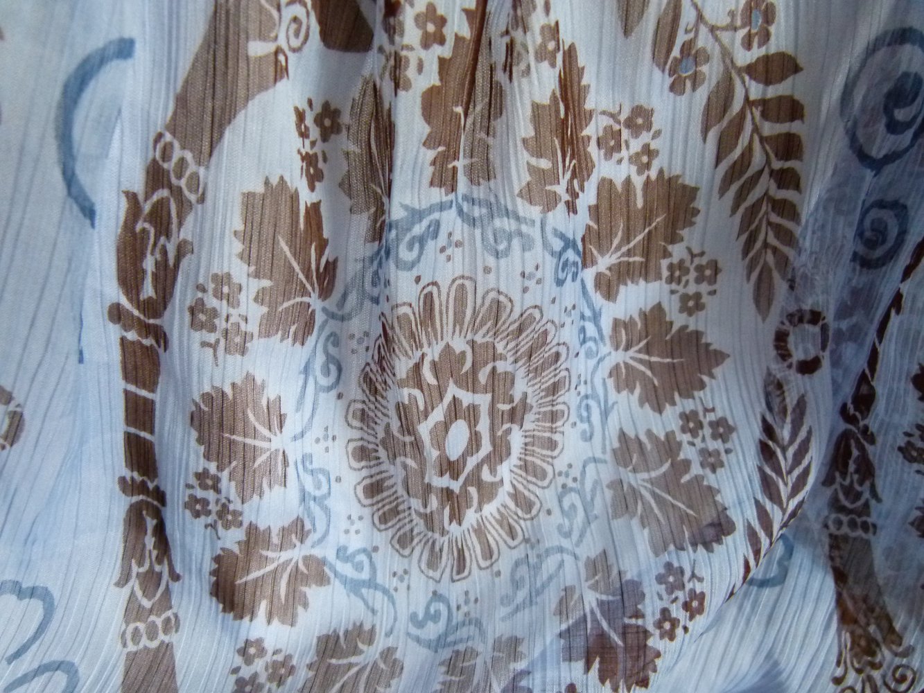 Sommer Tunika mit Stickerei und Mandala Ornament-Muster, hellblau dunkelbraun, Mori Hippie Boho Strand Goa Festival