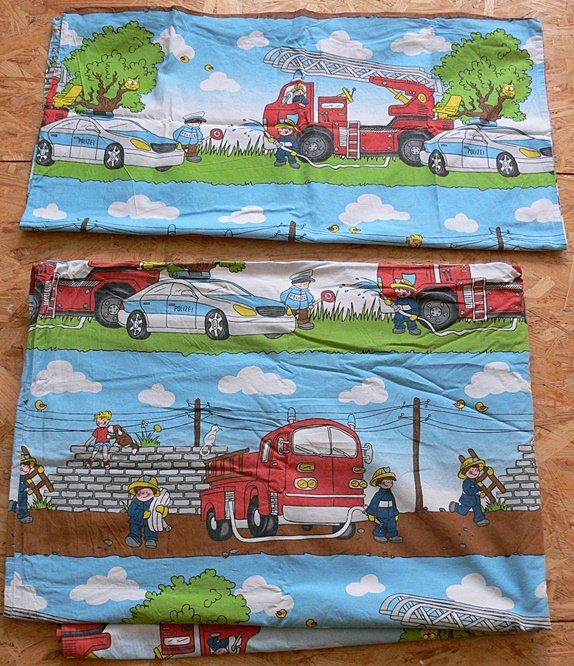 Kinder Bettwäsche - Feuerwehr - 135x200, 80x80 - 100% BW
