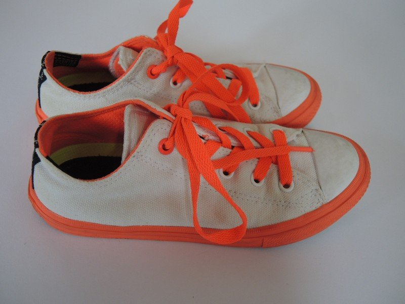 coole Chucks Converse Sneaker weiß neon orange Gr.33 mit Lunarlon