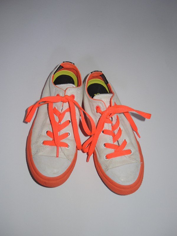 coole Chucks Converse Sneaker weiß neon orange Gr.33 mit Lunarlon