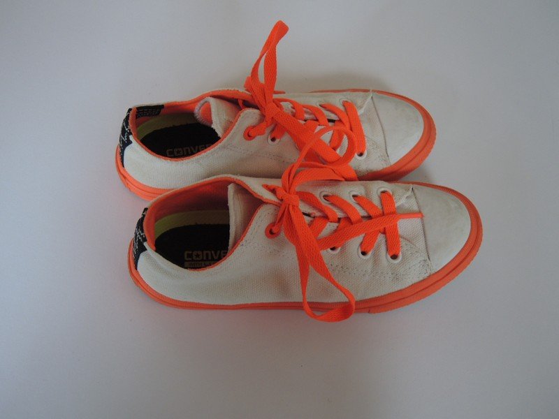 coole Chucks Converse Sneaker weiß neon orange Gr.33 mit Lunarlon