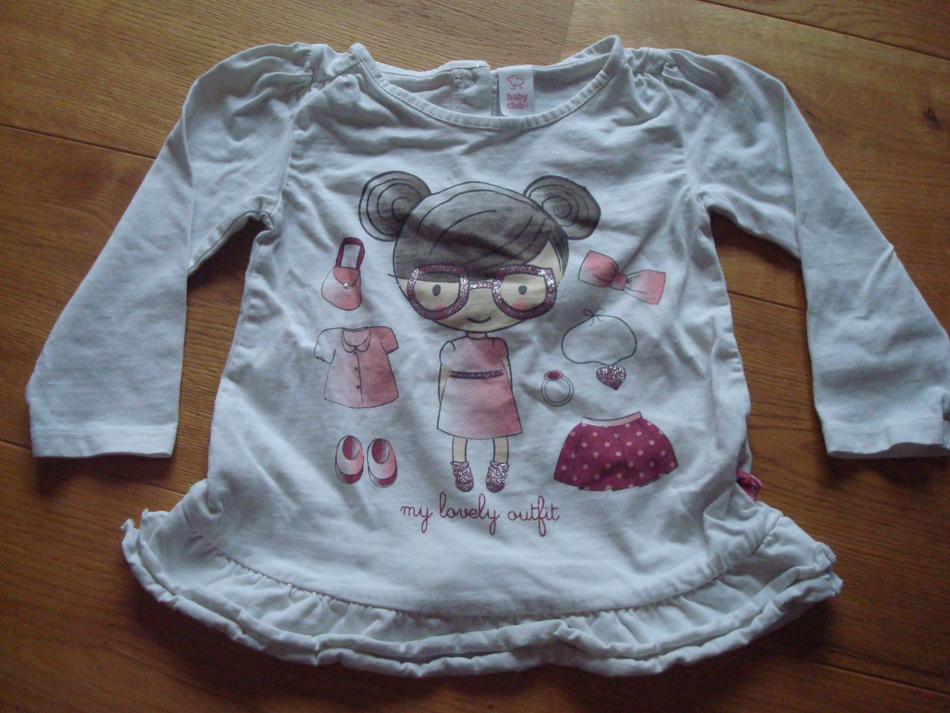 Langarmshirt mit Volants und Glitzeraufdruck