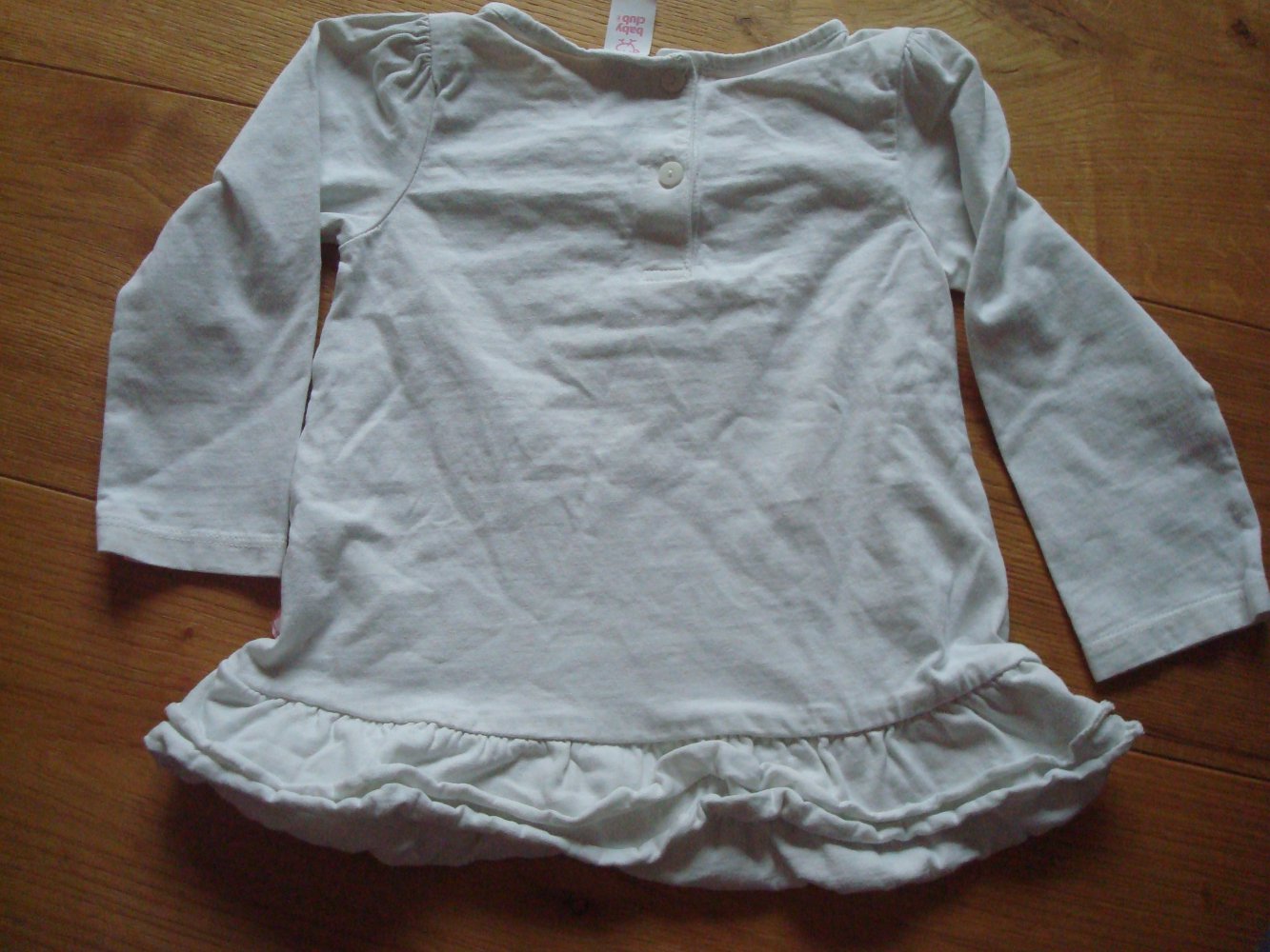 Langarmshirt mit Volants und Glitzeraufdruck