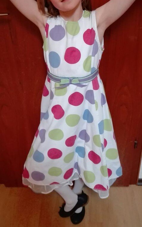 Havoc England Sommerkleid mit bunten Punkten& Zierband Gr.128