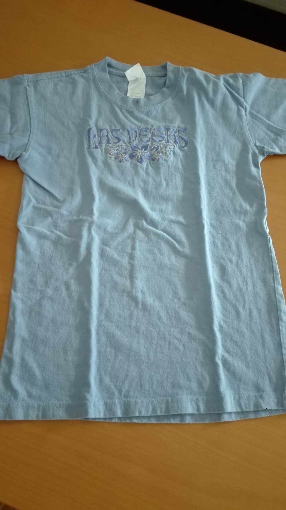 schönes T-Shirt mit Schriftzug Las Vegas und Blumen, Gr. S