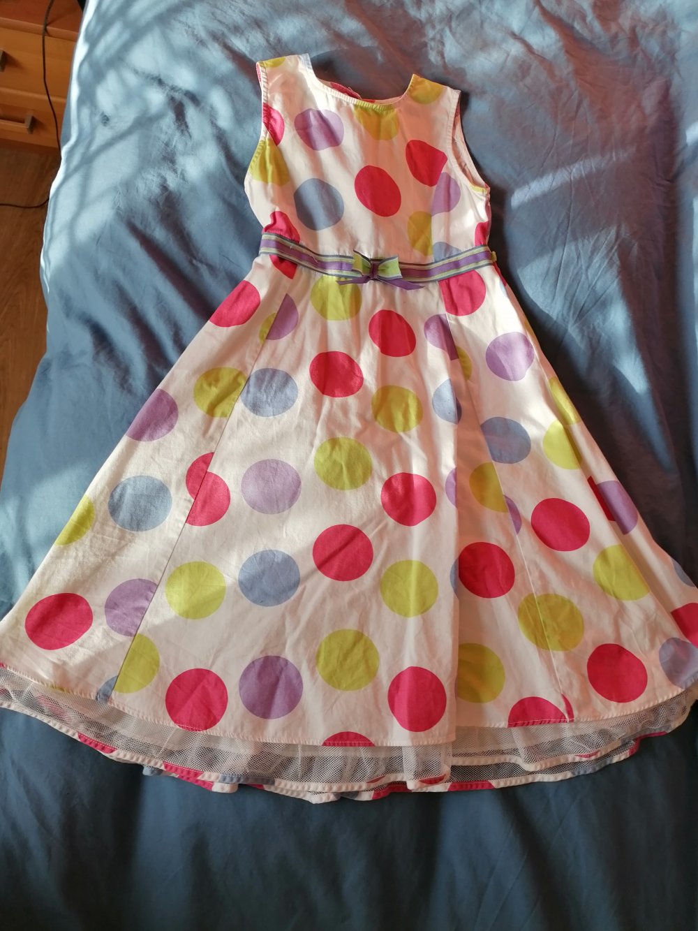 Havoc England Sommerkleid mit bunten Punkten& Zierband Gr.128